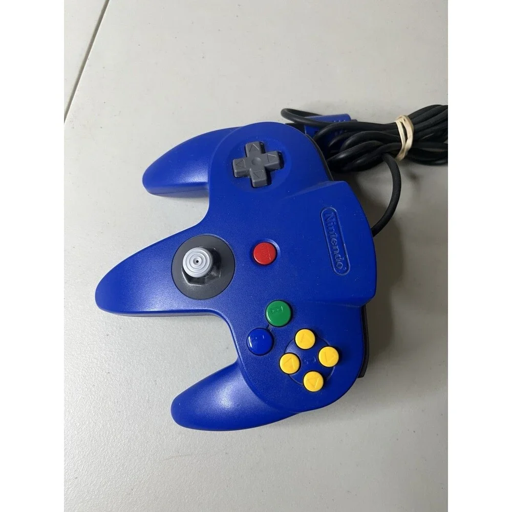 Nintendo 64 Controller N64 Wired OEM Authentic Joystick NUS-005 Blue - Tested
